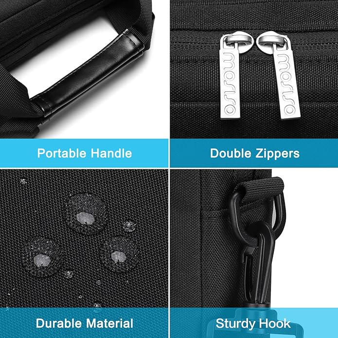 MOSISO Laptop Shoulder Bag, Computer Bag with 2 Raised&1 Flapover&1 Horizontal Pocket&Handle&Belt