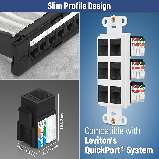 Everest easyJACK - 90° Angled Speed Termination Keystone Tool Set - with 20-Pack of RJ45 Cat6 Keystone Jacks in Black (Slim Profile Design) - Time Saver Network Punch Down Tool Cat6