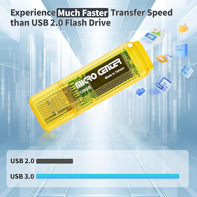 INLAND Micro Center SuperSpeed 128GB 5-Pack Ultra Flash Drive USB 3.0/USB 3.1 Gen1 Memory Stick with Keychain Thumb Drive Photo Stick Jump Drive