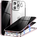Privacy Magnetic Case for iPhone 16 Pro Max with Metal Titanium Frame Privacy Screen Protector & Camera Lens Protector, Magnetic Adsorption Double Sided Glass Case Anti Peep Anti Spy Phone Cover