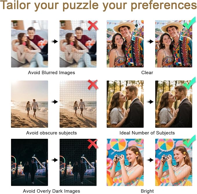 Personalized Photo Puzzle with Glossy Finish – Custom Jigsaw Puzzle 120/200/300/500/1000/1500 Pieces for Family, Couples, Pets, Birthdays, and Weddings (300-Vertical)
