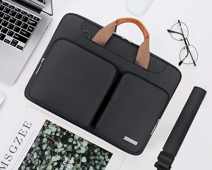 Lacdo 17 17.3 Inch Laptop Bag Women Men Sleeve Case for Dell/HP Envy/ASUS/Acer/Lenovo/LG/Razer Blade Pro 17/MacBook Pro 17, Computer Shoulder Messenger Bag Business Briefcase with Shoulder Strap,Black