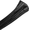 CrocSee 25ft - 3/8 inch Braided Cable Management Sleeve Cord Protector - Self-Wrapping Split Wire Loom for TV/Computer/Home Theater/Engine Bay - Black