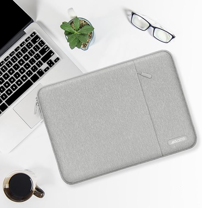 MOSISO Laptop Case 13.3 inch, 13-13.3 inch Laptop Sleeve Compatible with MacBook Air/Pro 13 / Pro 14, HP Dell ASUS Lenovo Notebook, Polyester Vertical Computer Sleeve Bag with Pocket, Gray