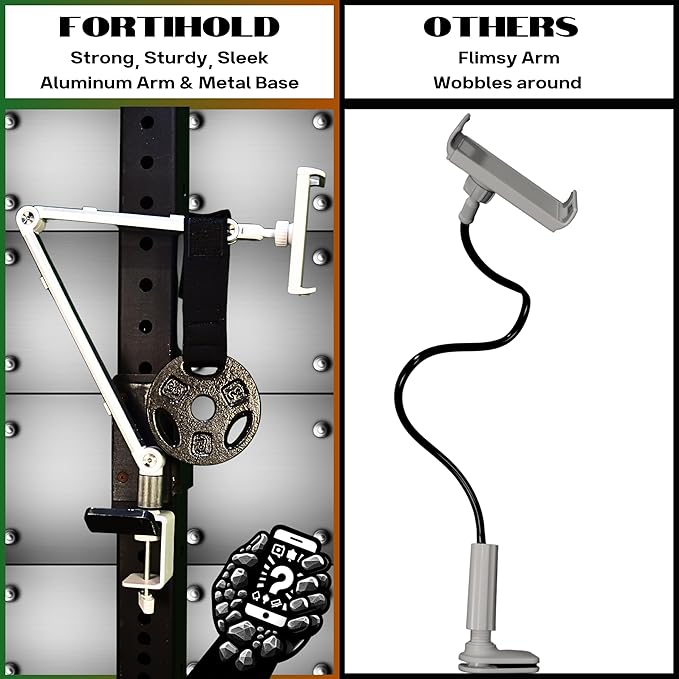 Portable Monitor Stand 16 Inch - Heavy Duty Aluminum Adjustable Monitor Mount with Articulating Arm, 360° Rotation, Cable Management - Professional Desk Setup for Tablets, Phones 4.7-16"