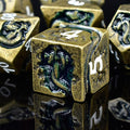 RULE DICE Metal D&D Dice, DND Dice Set, Polyhedral Dice for Dungeons and Dragons RPG Games | 7pc D and D Dice Set with Green Serpent | Gift for TTRPG Players
