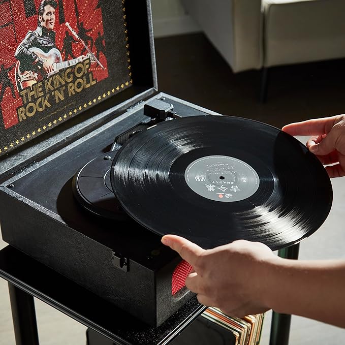Arkrocket x Elvis Bluetooth Protable Record Player 3-Speed Bluetooth Input and Output Turntable Built-in Speakers with Magnetic Cartridge Auto Off - Elvis Presley '68