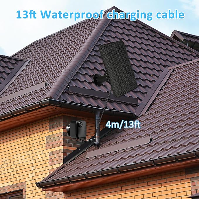 6W Solar Panel Charger for Blink Outdoor 4 (4th Gen), Solar Panel with 13.1ft Waterproof Charging Cable, Waterproof Rubber Plug, 360°Adjustable Mount and Micro USB and Type-C Port (for Blink 4-4PC)