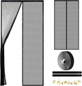 Magnetic Screen Door - Self Sealing, Heavy Duty, Hands Free Mesh Partition Keeps Bugs Out Let Breeze in- Pet and Kid Friendly - Keep Open Feature (Black, Fit Door Size 36 x 96 Inch)