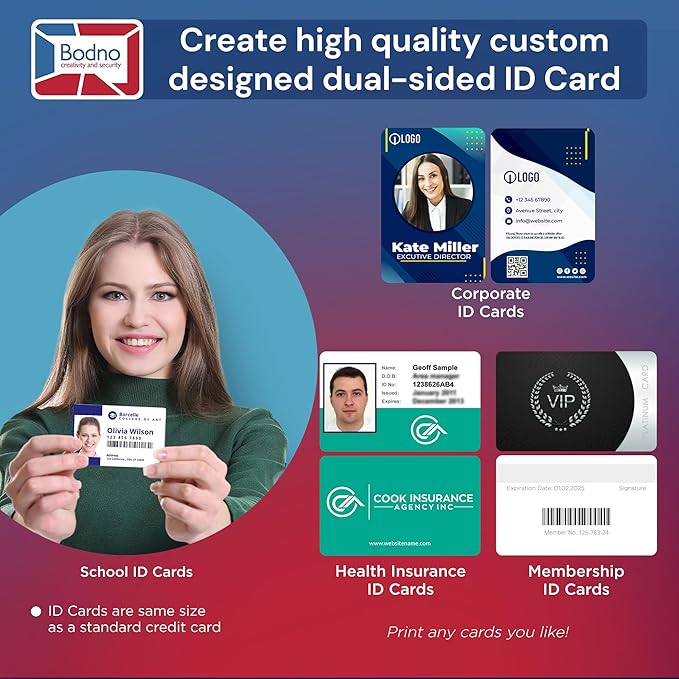 Bodno Magicard 400X Dual Sided ID Card Printer & Complete Supplies Package ID Software - Bronze Edition