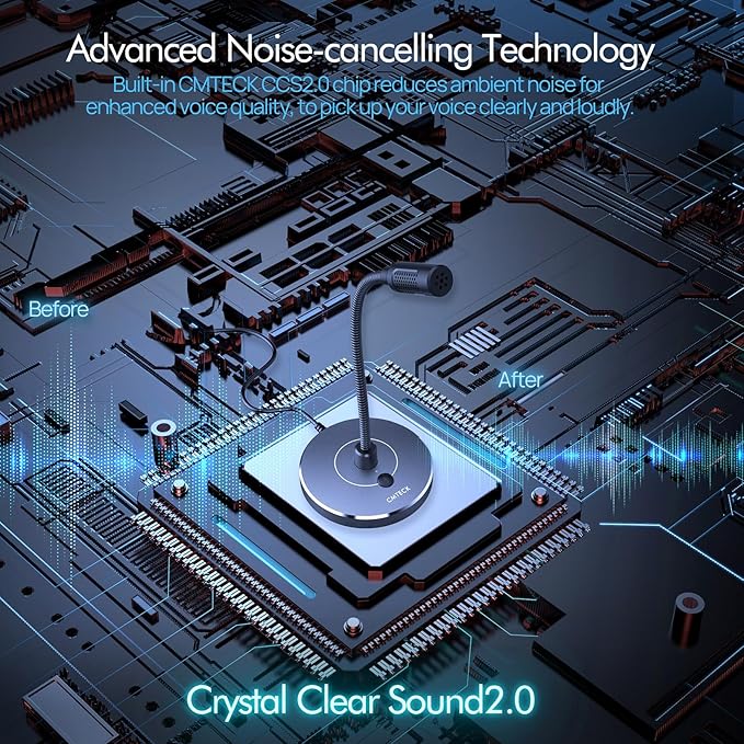 CMTECK USB Computer Microphone G009, Noise-Cancelling Recording Desktop Mic - Image 4
