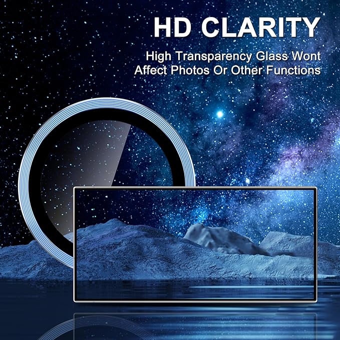 for Samsung Galaxy S25 Ultra Camera Lens Protector, Individual Metal Ring Tempered Glass Lens Cover, [Strong Adsorption] Scratch Resistant Ultra-Thin HD Clear Lens Cover, 1 Set-Blue