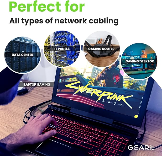 GEARit Cat 6 Ethernet Cable (1-Pack 3 Feet) Cat6 Network Patch, 10Gbps, RJ45, Snagless Cord, Gold-Plated Connectors, Internet for PC, TV, Tablet, Router, Printer, Servers, IT Data Center - Gray