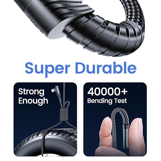 USB to USB C Cable [3.3ft, 2Pack ] USB A to Type C Right Angle Charger Cord 90 Degree Braided Fast Charging for iPhone 16/15/15 Plus/15 Pro/15 Pro Max/Samsung Galaxy S10 S10+, A15 A25, LG V30, Switch