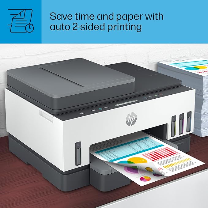 HP Smart Tank 7301 Wireless All-in-One Refillable Ink Tank Printer, Scanner, Copier with 2 years of ink included, Best for home office(28B70A)