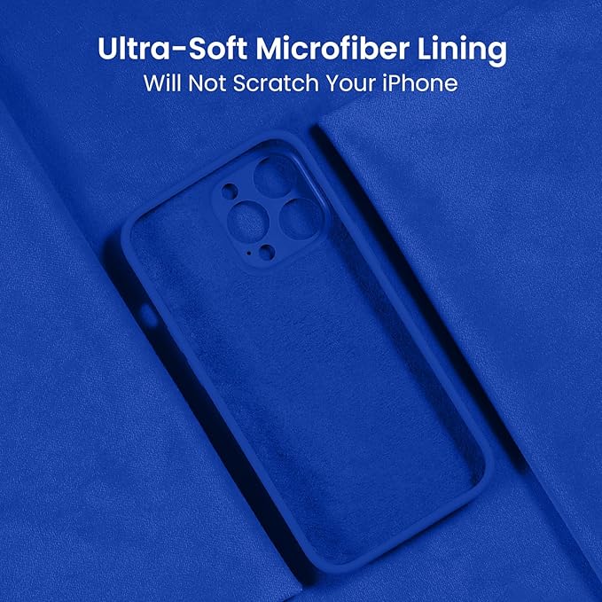 FireNova Designed for iPhone 13 Pro Case, Silicone Upgraded [Camera Protection] Phone Case with [2 Screen Protectors], Soft Anti-Scratch Microfiber Lining Inside, 6.1 inch, Klein Blue