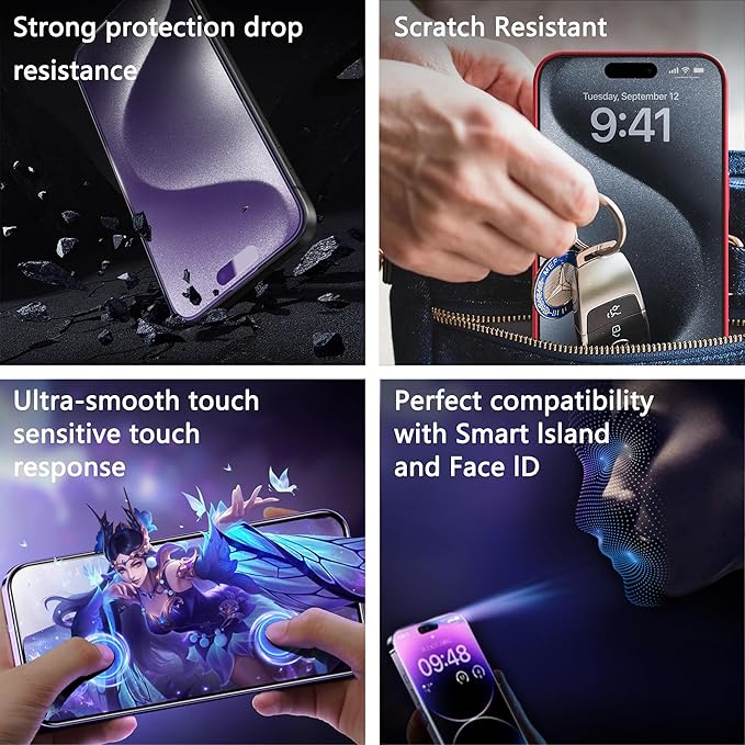 2 Pack Anti Blue Light Matte Screen Protector for iPhone 16 Pro Max 6.9-Inch Auto Dust Removal, No Bubbles, Tempered Glass Film, Easy Installation