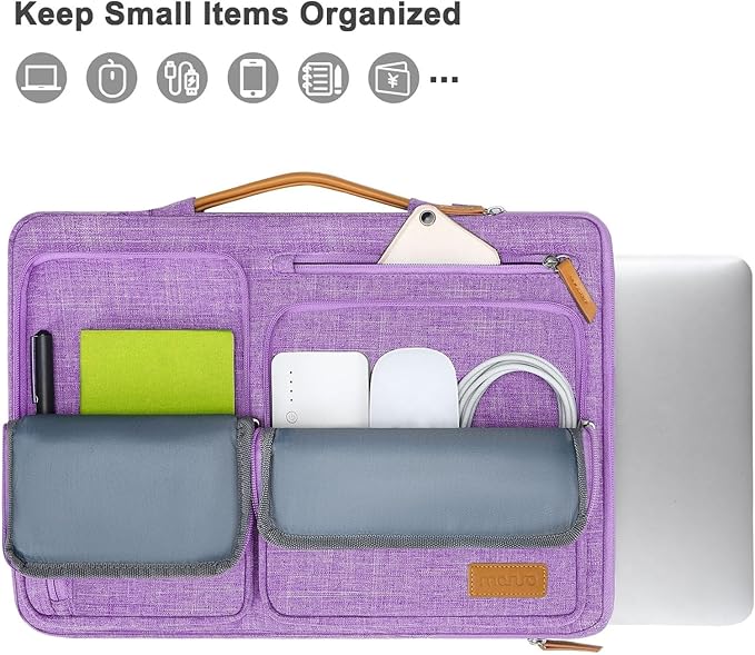 MOSISO 360 Protective Laptop Case 13.3 inch, 13-13.3 inch Laptop Sleeve Compatible with MacBook Air/Pro 13 / Pro 14,HP Dell Acer ASUS,Side Open Carrying Case with 4 Zipper Pockets&Handle, Lilac