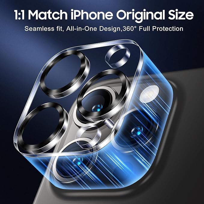 UniqueMe Compatible for 3 Pack iPhone 15 Pro/iPhone 15 Pro Max Camera Lens Protector, [Drop Protection] [Case Friendly] 9H Tempered Glass Camera Cover Screen [2023 New Version] - Grey