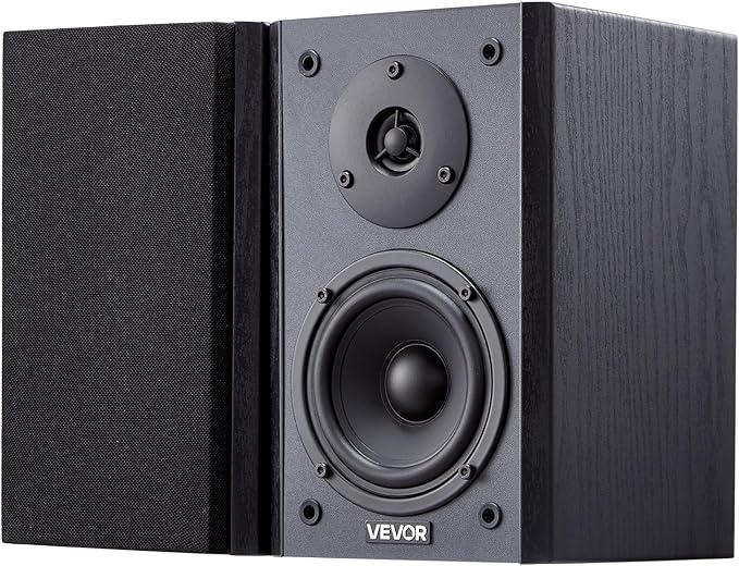 VEVOR Powered Bookshelf Speakers, 20W x 2, Active Studio Monitor Speaker with 4 Inch Woofer, Adjustable Volume and Audio with Bluetooth Optical Connection, Wooden Enclosure, for Record Player PC TV