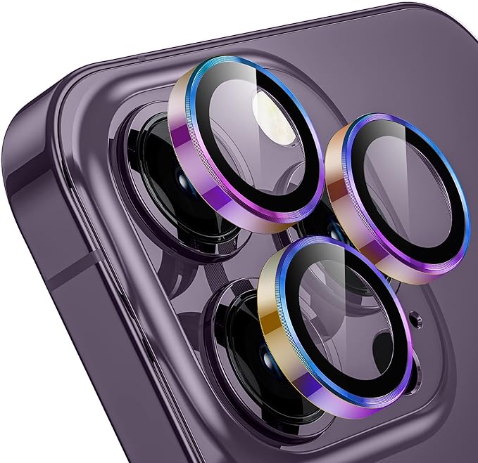 WSKEN for iPhone 14 Pro/iPhone 14 Pro Max Camera Lens Protector,[Night Shooting Mode] HD Tempered Metal Glass Camera Screen Protector Cover Film Accessories, Colorful