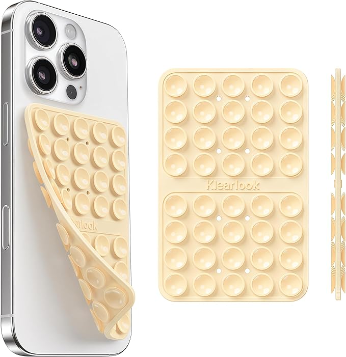 Klearlook Silicone Suction Cup Phone Case Mount Double Sided, Sticky Phone Grip for 6.1-7.2 inch Phones, Phone Accessories Hands-Free Strong Grip Holder for Selfies and Videos, Baby Yellow