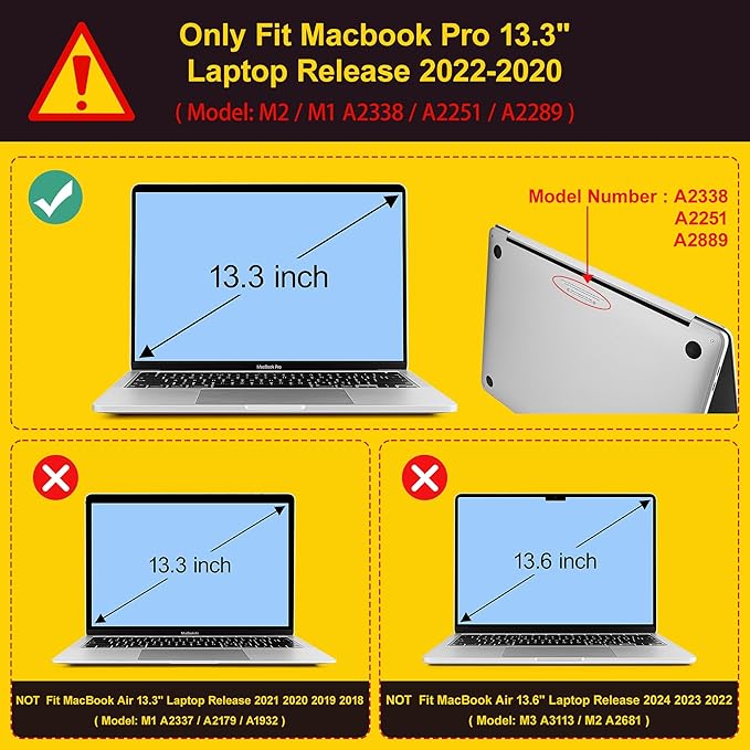 Case for MacBook Pro 13 inch with/Without Touch Bar (2016-2022, M2 A2338 M1 A2289 A2251 A2159 A1989 A1706 A1708), Hard Shell + Keyboard Cover + Dust Plug, Butterflies