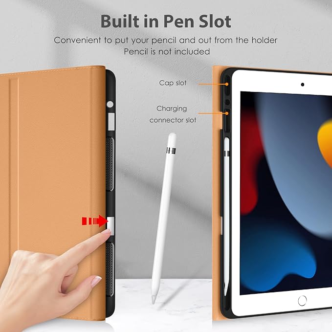 DTTO for iPad 9th/8th/7th Generation 10.2" Case 2021/2020/2019 with Keyboard, 7 Colors Backlit Wireless Detachable Keyboard Premium Leather Folio Cover with Pencil Holder & Pocket, Black Brown