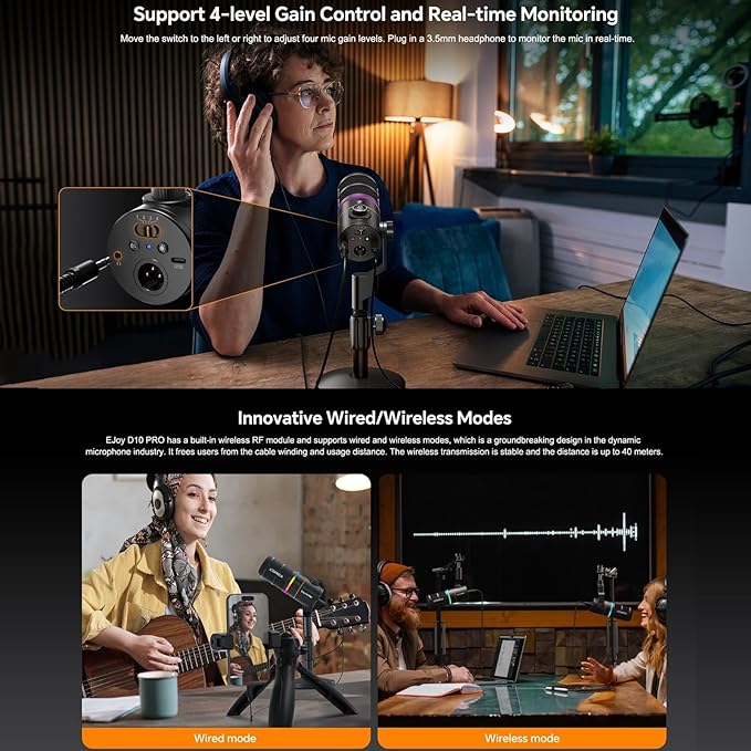 COMICA D10 Pro D Wireless/XLR/USB Dynamic Microphone - Image 3