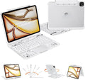 Keyboard Case for 12.9 inch iPad Pro 6/5/4/3rd Gen & 13 inch iPad Air (2025 M3, 2024 M2) Wireless Keyboard with Trackpad 7 Color Backlit, Transparent Protective Cover with Pencil Holder (White)