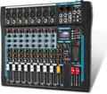 8 Channel Audio Mixer Sound Board Mixer 16 DSP Effect Audio Interfacer w/USB Drive for Computer Recording, 48V Power, XLR Microphone Jack DJ Mixer for Karaoke Studio Streaming Recording