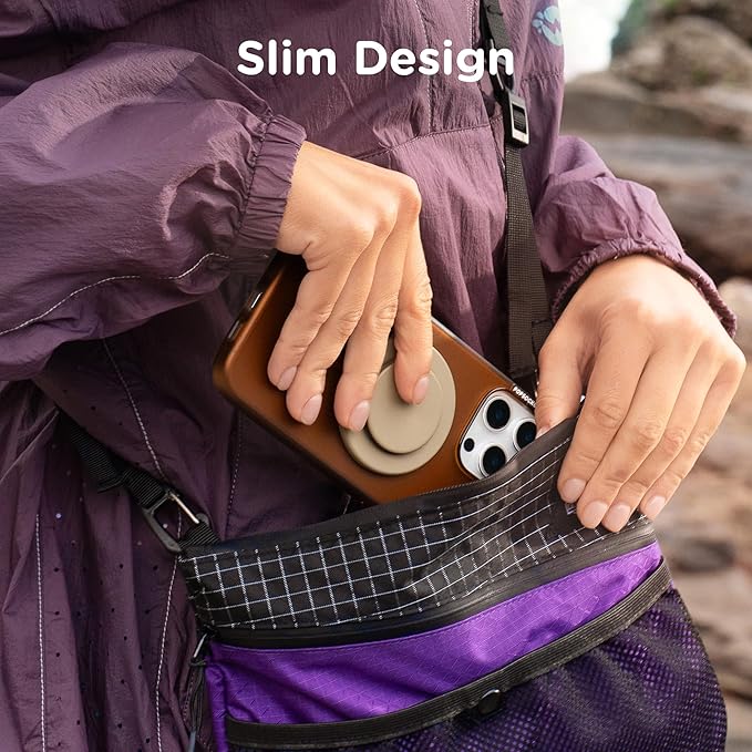 PopSockets Kick-Out Grip for MagSafe, Phone Grip with Built-in Phone Stand, Adjustable Kickstand for Portrait or Landscape, Strong Magnetic Hold, Wireless Charging Compatible - Latte