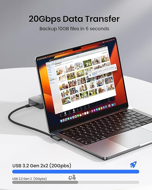 Silkland USB C Monitor Display Cable Right Angle 6.6FT/2M [5K/4K@60Hz 8K@30Hz], 90 Degree USB C 3.2 Gen 2x2 Video Cable, 20Gbps Data Transfer, 240W Fast PD Compatible for MacBook, iPad, iPhone 16