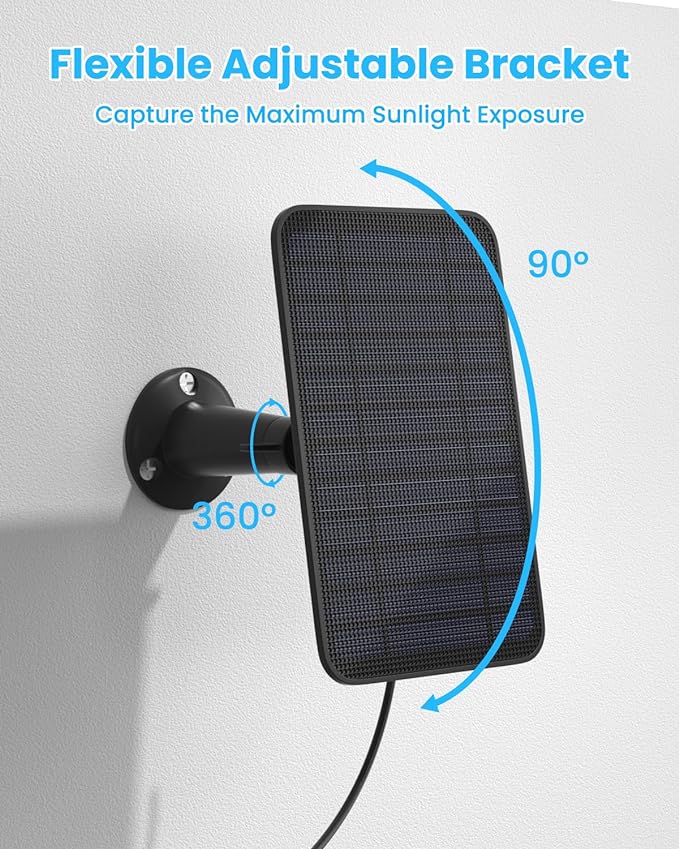 5W Solar Panel Compatible with Blink Outdoor 4(4th Gen)/Blink Outdoor(3rd Gen) XT3 & Blink XT2/XT Camera, Blink Solar Panel Charger with 13.1ft Cable Rubber Plug, IP65 Waterproof, Secure Mount, 1 Pack