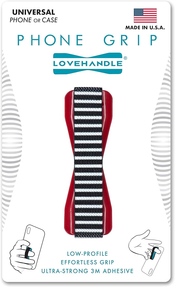 LOVEHANDLE Universal Phone Grip for Smartphones & Mini Tablets - Phone Holder for Hand - Wireless Charging Compatible - Made in The USA - MOD