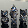Blue Black Nickel Finish Heavy Metal DND Dice Set (Wizard) with A Metal Box, Sharp Edge Zinc Alloy D&D Accessories, D4-D20, Designed for Dungeons & Dragons Master, RPG Player, Starter