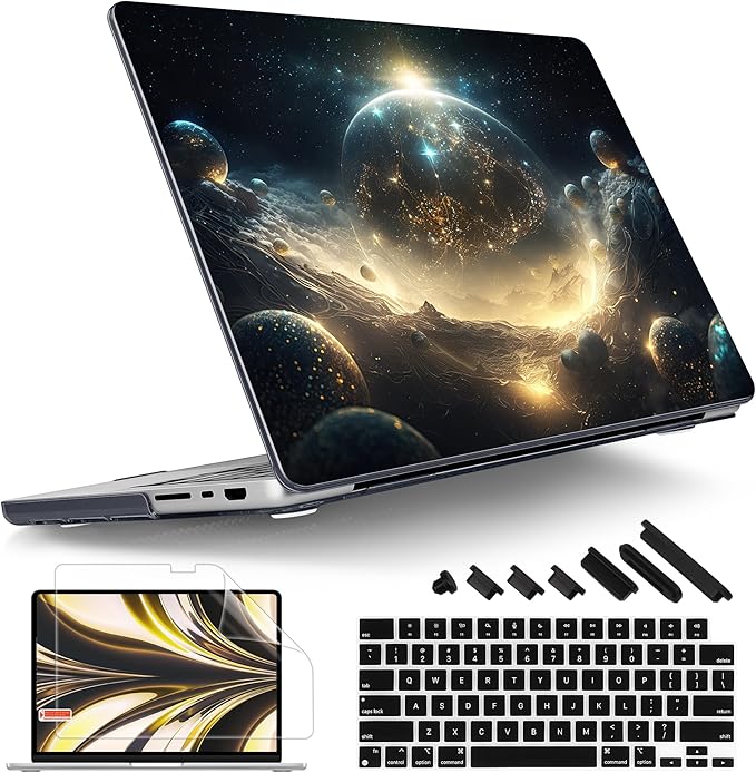 Tuiklol for M4 MacBook Pro 14 Inch Case 2024-2021 Release A3112 A3401 A3185/M3 A2918 A2992/M2 A2779/M1 A2442 Pro/Max Chip,Hard Shell Case with Screen Protector for Touch ID, Birth of Galaxy