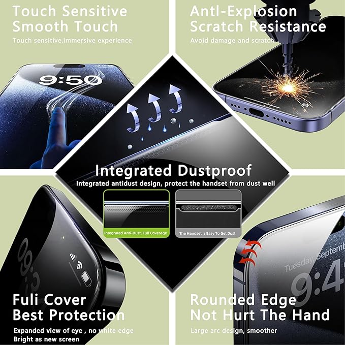 (2-Pack Ultra HD Clear Screen Protector for iPhone 12 Pro Max (6.7-Inch),9H Tempered Glass,Full Coverage,Anti-Fingerprint,Auto Dust Removal,Bubble-Free,Easy Installation