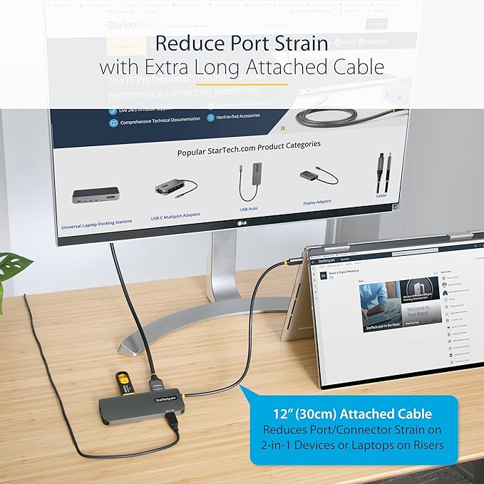 StarTech.com USB-C Docking Station for MacBook Pro M1 M2 M3 M4 and Windows, 4K 60Hz HDMI Video, HDR10, USB 5Gbps Hub, 100W Laptop Charging, GbE