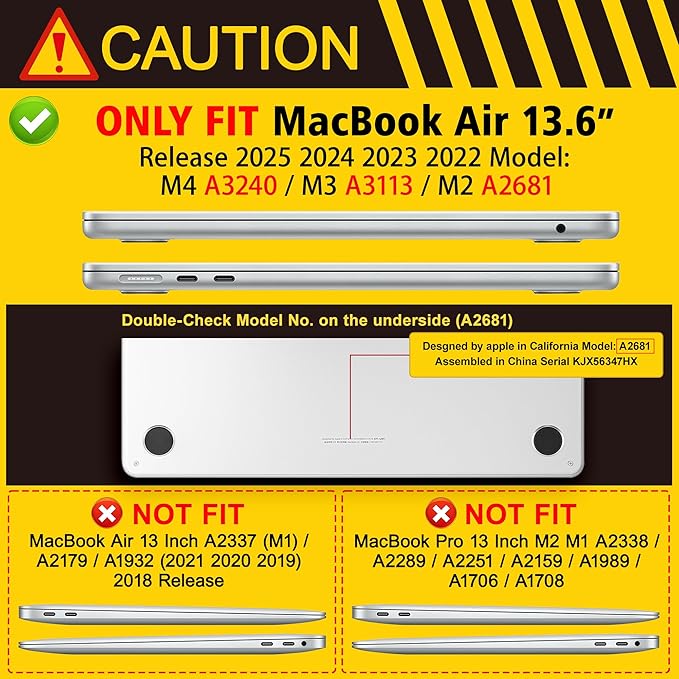 May Chen for MacBook Air 13.6 inch Case A3240 M4 A3113 M3 A2681 M2 with Retina Dispaly, 2025 2024 2023 2022 Release, Plastic Hard Shell Case with Screen Protector & Keyboard Cover, Clear Glitter Bow