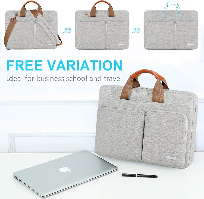Lacdo 17 17.3 Inch Laptop Bag Women Men Sleeve Case for Dell/HP Envy/ASUS/Acer/Lenovo/LG/Razer Blade Pro 17/MacBook Pro 17, Computer Shoulder Messenger Bag Business Briefcase with Shoulder Strap, Gray