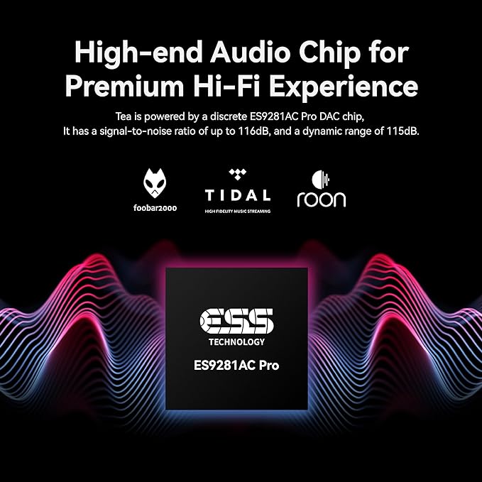 Khadas Tea Portable Headphone Bluetooth Amplifier,HiFi Hi-Res DAC USB Bluetooth 5.0, LDAC/aptX HD, PCM, DSD, MQA 32bit/384KHz ESS ES9281ACPro Qualcomm QCC5125 (Teal Blue)