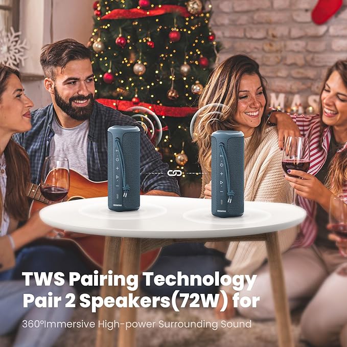 MIATONE Portable Bluetooth Speakers 36W Stereo Sound Bass Boost, 24H Playtime, Bluetooth 5.3 TWS Pairing Father Boy Friend Gifts for him (Blue)