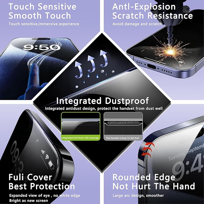 2 Pack Anti Blue Light Matte Screen Protector for iPhone 11 Pro and iPhone xs and iPhone x 5.8-Inch Auto Dust Removal, No Bubbles, Tempered Glass Film, Easy Installation