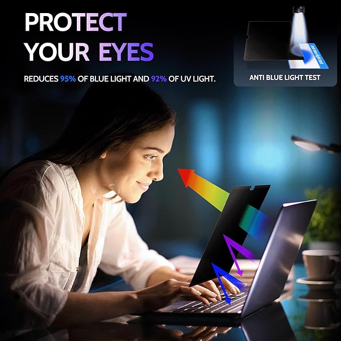 Privacy Screen for MacBook Pro 14 Inch (2021-2024, M1, M2, M3, M4), MagicSuction™ Removable Anti Spy Black Protector, Glare Blue Light Filter for Mac Laptop Computer