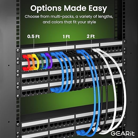 GearIT Cat 6 Ethernet Cable (24-Pack 6 Feet) Cat6 Network Patch, 10Gbps, RJ45, Snagless Cord, Gold-Plated Connectors, Internet for PC, TV, Tablet, Router, Printer, Servers, IT Data Center - Yellow