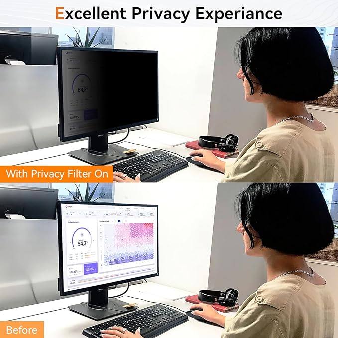 [2 Pack] 22 Inch Computer Privacy Screen for 16:10 Aspect Ratio Widescreen Monitor, Eye Protection Anti Glare Blue Light Computer Monitor Privacy Filter, Removable Anti-Scratch 22in Protector Film