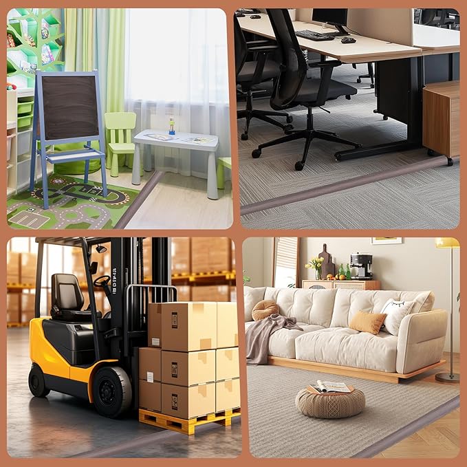 Floor Cord Cover for Wires on Floor Self Adhesive Cord Hider Floor Cable Management Wire Covers for Cords Protector Prevent Cable Trips Cord Cavity W 0.32" x H 0.32", Grayish Brown Wood, 3.3Ft