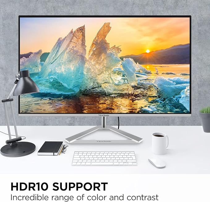ViewSonic VX2776-4K-MHDU 27 Inch 4K UHD IPS Monitor, 65W USB C, HDR10 Content Support, Thin Bezels, HDMI and DisplayPort