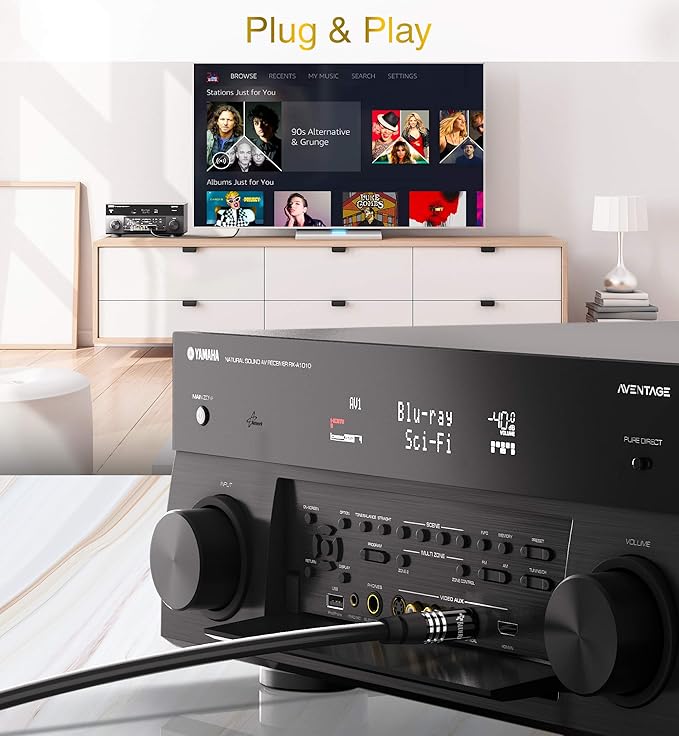 BlueRigger Digital Optical Audio Toslink Cable (1.5FT, Fiber Optic, Aluminum Shell, 24K Gold-Plated) - Compatible with Home Theatre, Sound Bar, TV, Xbox, PlayStation PS4 – Premium Series